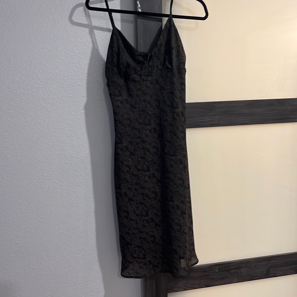 Dark green and black sheer with lining dress